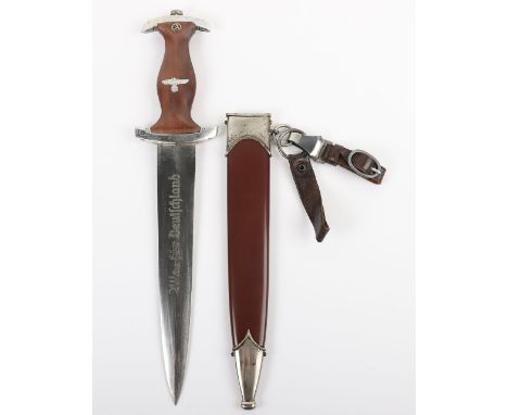 Third Reich SA (Sturmabteilung) Dress Dagger by E&amp;F Horster, Solingen, brown wooden grip with aluminium eagle and enamel 