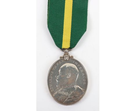 Edward VII Territorial Force Efficiency Medal to the Durham Royal Garrison Artillery, awarded to “128 BMBR: C. COLLINS DURHAM