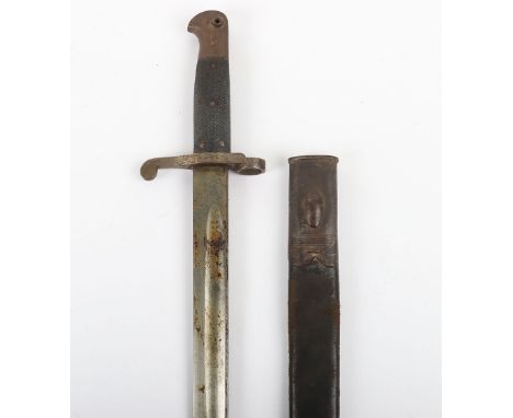 British M-1887 Martini Henry Sword Bayonet, with two piece chequered grips secured by four rivets. Steel pommel with star sta