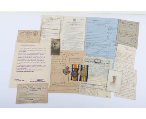 A Pair of Great War Medals to the Durham Light Infantry Accompanied by a Comprehensive Collection of Original Documentation, 