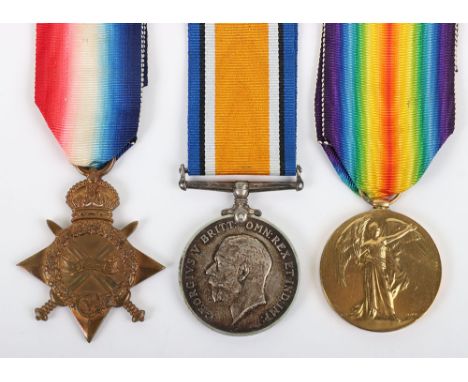 Great War 1914-15 Star Medal Trio to the 18th Battalion Durham Light Infantry, 1914-15 Star medal, “18-385 PTE. F.E. SHAW DUR