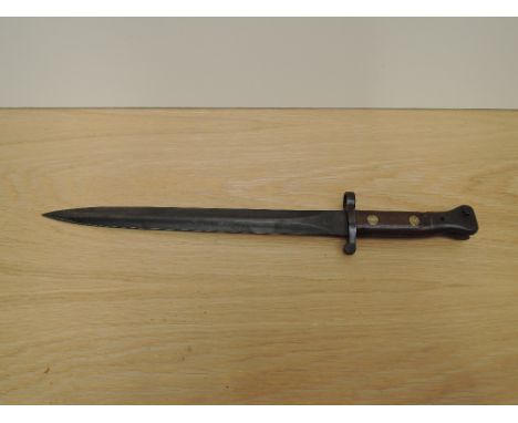 A British Lee-Metford Bayonet MKI 1888, no scabbard, marks on blade, blade length 30cm, overall length 42cm