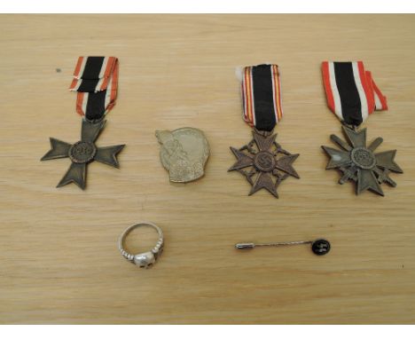 Three German Third Reiche Medals, War Merit Crosses x2 both 2nd class, 1939 with cross swords, 1939 no swords and Honour Cros