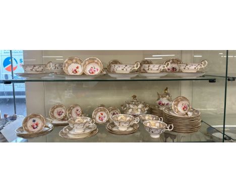 Antique 19th century 64 piece hand painted tea service possible Davenport 