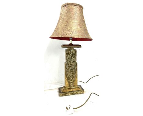 Tall Gold Paisley design lamp with shade, 30 inches tall 