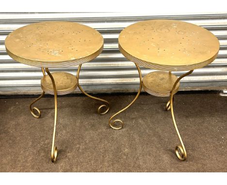Pair metal ikea lamp tables, approximate height 25 inches, Diameter 19.5 inches 