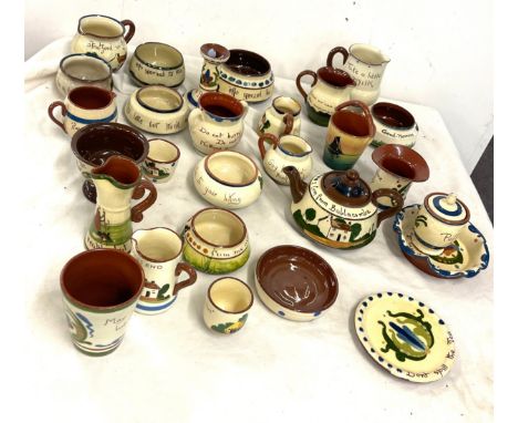 Selection of assorted Cornish pottery includes candle stick, tea pot etc 