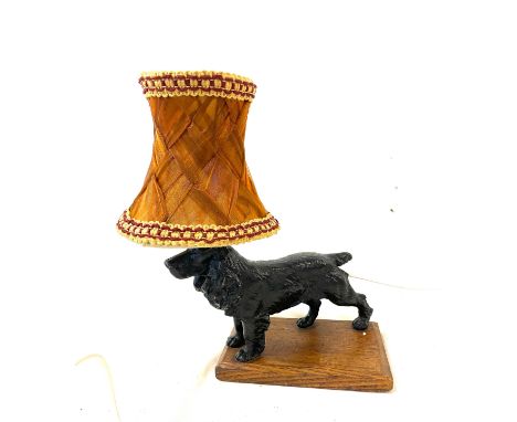 1930s Springer spaniel table lamp and shade, working 