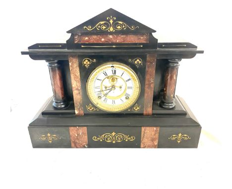 Art deco 2 Keyhole marble mantle clock, untested 