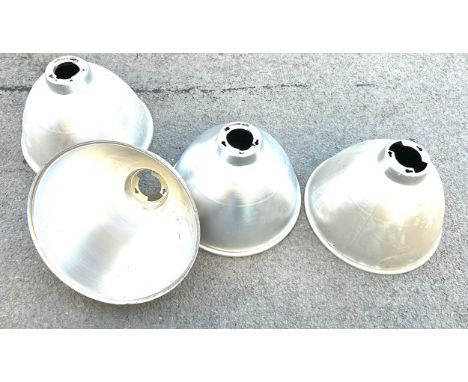Set of 6 industrial metal light shades, measures approx 22 inches diameter 16.5 inches diameter 