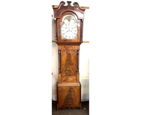 2 Key hole inlaid grandfather clock, converted into electric 