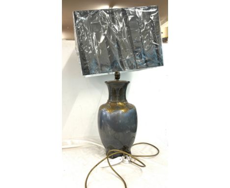 Grey and gold metal lamp with square shade 