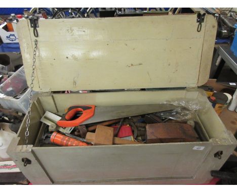 Wooden Toolchest containing large quantity of assorted tools