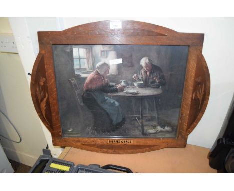 OAK FRAMED PRINT, THE FRAME MARKED 'BURNS GRACE'