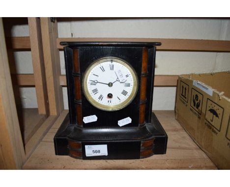 VICTORIAN MANTEL CLOCK IN SLATE EFFECT CASE