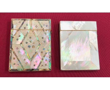 Two 19th century mother of pearl card cases One case is attractively decorated with flower engraved decoration. ... Second ex