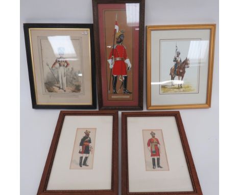87th Regiment of Foot Royal Dublin Fusiliers Coloured Print & Watercolours of Indian Army Interest coloured print of an 87th 