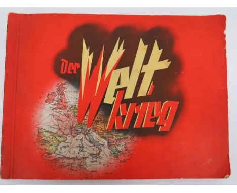 German Cigarette Card Album “Deer Weltkrieg” The book is full of coloured small cards showing the German Army in action 1914-