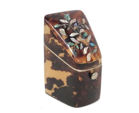 Victorian Tortoiseshell and Mother of Pearl Inlay, Miniature Knife Box / Stamp Box. This miniature box, is modelled on a Geor