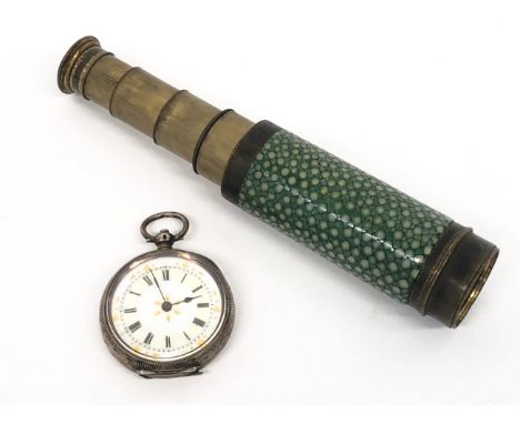 19th Century Victorian Ladies Pocket Telescope & Silver Pocket Watch. The six draw brass telescope was retailed through “Abra