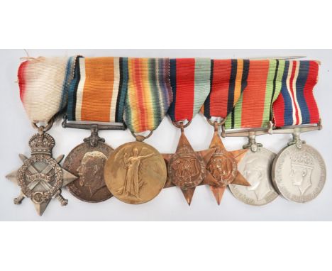 WW1 / WW2 Burma Rifles Officer’s Group of Seven Medals. Awarded to Lieutenant Sidney Philip Cane. Comprising: 1914/15 Star (E