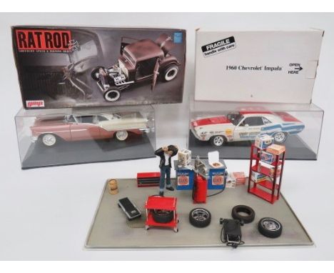 Similar Selection of Four American 1:18th Scale Classic Car Models. Including: Rat Rode, 1960 Chevrolet Impala, etc. All comp