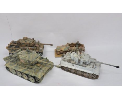 Three Large Scale Plastic Modes of German Tanks Good detail and painted finish. Two example with accommodation for batteries.