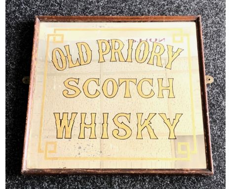 Edwardian  “Old Priory Scotch Whisky” Advertising Pub Mirror. A good original example mounted into original oak frame. Overal