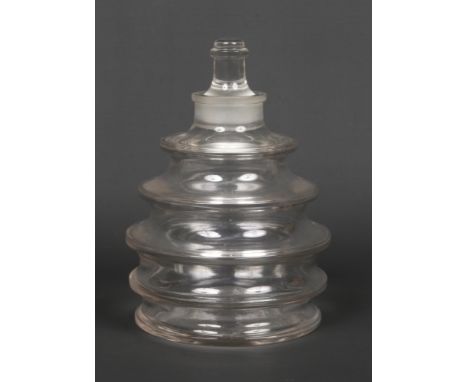 A Rene Lalique large scent bottle, Imprudence Flacon, of tiered form and with stopper for Worth Perfume c.1938. Signed R. Lal