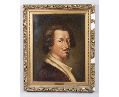 Andrew Burnett (1843-1879) gilt framed oil. Portrait of Anthony Van Dyck, 50cm x 39cm.