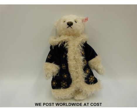 Steiff Original Christmas Teddy Bear, 036149, with white mohair, button to ear, tags and certificate 33/1500, 30cm tall, in o