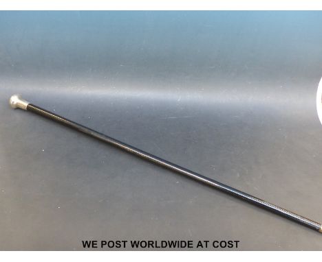 An ebonised and silver plated RAF walking stick