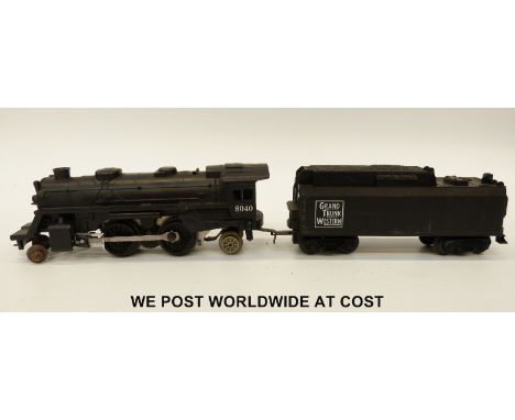 Lionel 0 gauge 2-4-2 locomotive and tender 'Grand Trunk Western' 8040. 