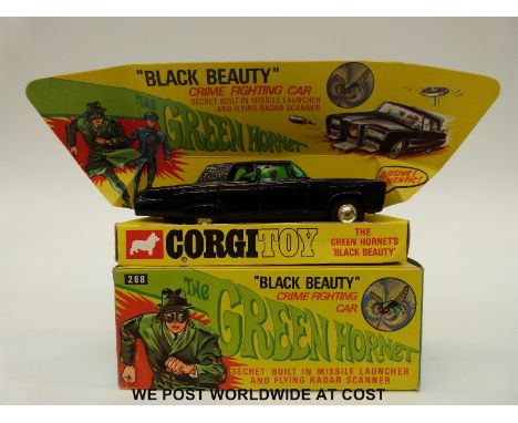 Corgi Toys diecast model The Green Hornet 'Black Beauty' crime fighting car, 268, with black body, green interior, driver, Gr