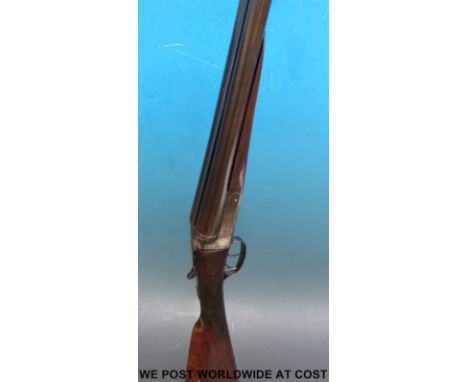 Unnamed 12 bore Birmingham-made side by side double barrelled shotgun with Frederick Rogers patent ejector, chequered grip, f