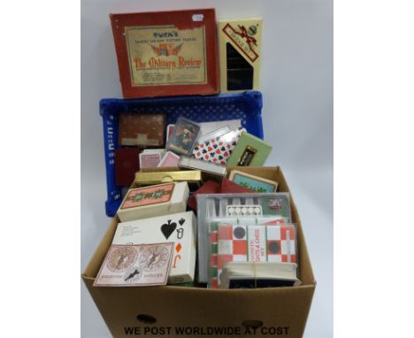 A large collection of playing cards to include cased sets, Belisha by Castrell Brothers Ltd, Russell Gladstone etc together w