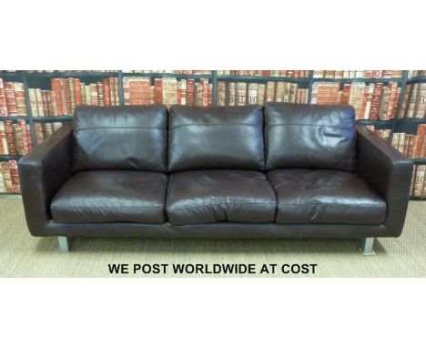 A large brown leather sofa (H65cm x L225cm x D90cm)