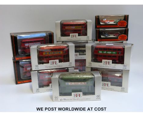 Fifteen Exclusive First Edition (EFE) diecast model buses and car sets, all in original boxes. 