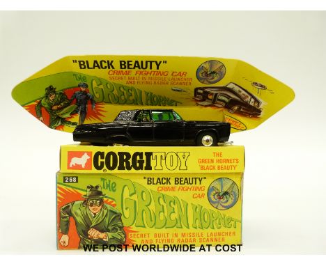 Corgi Toys diecast model The Green Hornet 'Black Beauty' crime fighting car, 268, with black body, green interior, driver, Gr