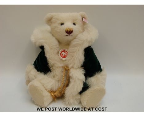 Steiff Original 'Christmas Teddy Bear', 037504, with white mohair and musical mechanism, button to ear, tags and certificate 