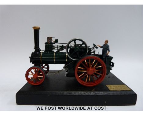 Bassett-Lowke limited edition diecast model traction engine, on wooden display plinth. 