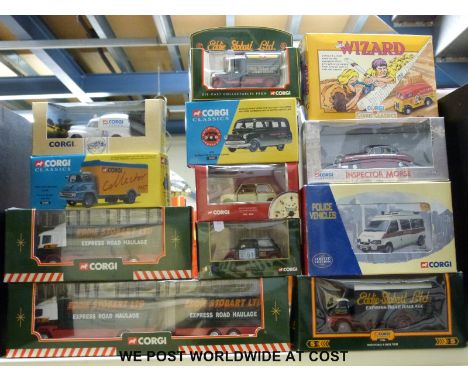 Twelve Corgi diecast model vehicles including Eddie Stobart, some limited edition, all in original boxes