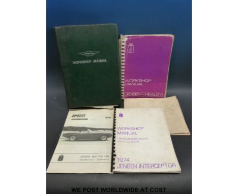 A quantity of Jensen workshop manuals and other literature including 1973, 1974 Interceptor workshop manuals, Jensen-Healey 1