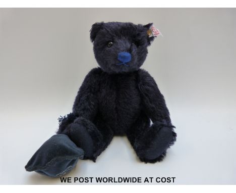 Steiff Original 'Belfry Teddy Bear', 661808, with navy blue mohair, button to ear, tags and cerificate 1137/1500, 24cm tall, 