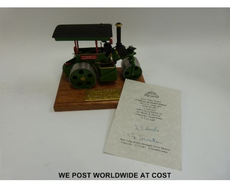 RVM limited edition diecast model Simplicity steam roller number 0017, on wooden display plinth. 