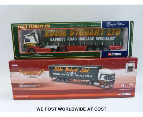 Two Corgi 1:50 scale limited edition diecast model Eddie Stobart lorries, Hauliers of Renown Seddon Atkinson Strato Curtainsi