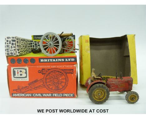 Corgi Toys diecast model Massey Ferguson '165' tractor, 73, in Corgi box together with a Britains Ltd American Civil War Fiel