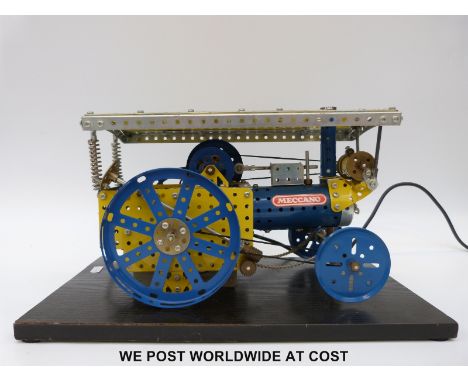 Meccano shop display model of a traction engine with mains powered motor 