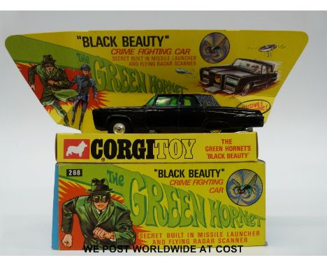 Corgi Toys diecast model The Green Hornet 'Black Beauty' crime fighting car, 268, with black body, green interior, driver, Gr