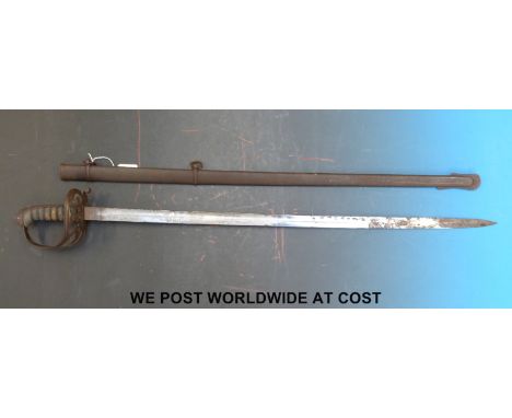 A Victorian Glamorgan Rifle Volunteers sword, marked to blade T N Foster, 3rd GVR, and also marked for Hobson, with shagreen 